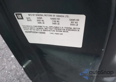 2004 Pontiac Grand Prix Gt1 z USA, uszkodzony, nr VIN 2G2WP522541133322